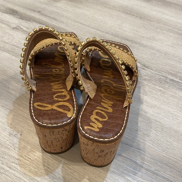 Sam Edelman Angelina Double Strap Slip On Open Toe Wedges Sandals Size 9.5 - Picture 6 of 7